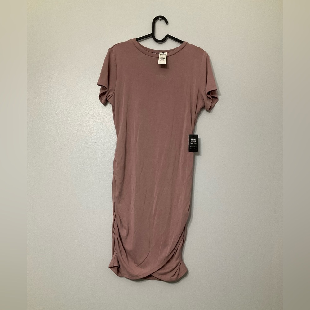 Express silky suede ruched t-shirt dress-NWT